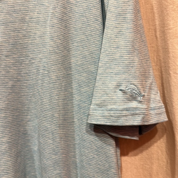 ⚜️EUC TOMMY BAHAMA heathered-mint green polo top Size Large - Picture 3 of 7